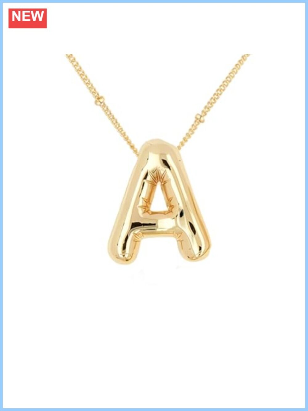 Bubble Letter Initial Necklace 18k Gold Plated Chain Pendant Alphabet Jewelry